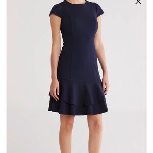 Eliza J Cap Sleeve Double Ruffle Minidress